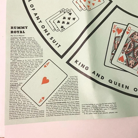 Vintage 1962 Rummy Royal Whitman Plastic Table Sheet Michigan  Rummy Game - Picture 9 of 16